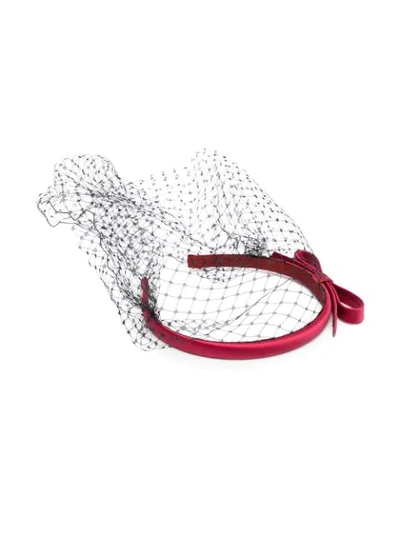 Shop Redv Bow-detail Veil Hairband In Red