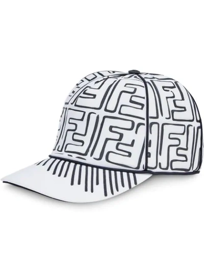 Shop Fendi X Joshua Vides Ff Motif Baseball Cap In White