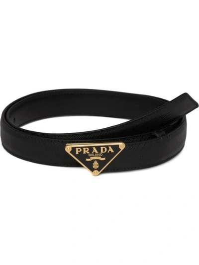 Shop Prada Logo Plaque Belt In Black