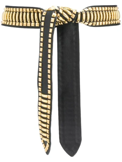 Shop Alberta Ferretti Studded Tied Waist Belt In Black