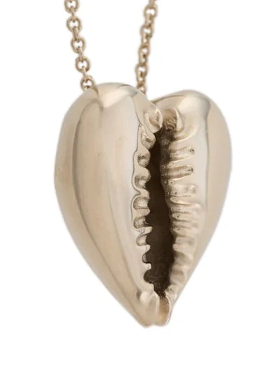 Shop Saint Laurent Heart-shaped Cowrie Shell Necklace In Gold