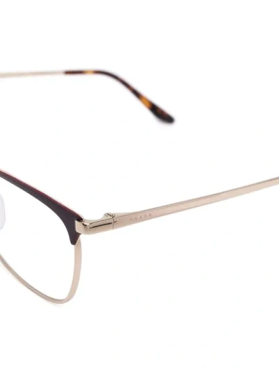 Shop Prada Square-frame Clear-lens Glasses In Gold
