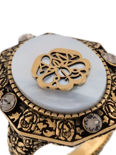 Shop Alexander Mcqueen Charm Seal Ring In Gold