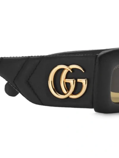 Shop Gucci Rectangular Frame Sunglasses In Black