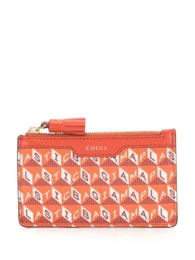 Shop Anya Hindmarch Geometric-pattern Zipped Wallet In Orange