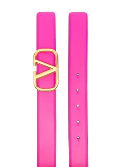 Shop Valentino Logo-plaque Buckle Belt In Pink
