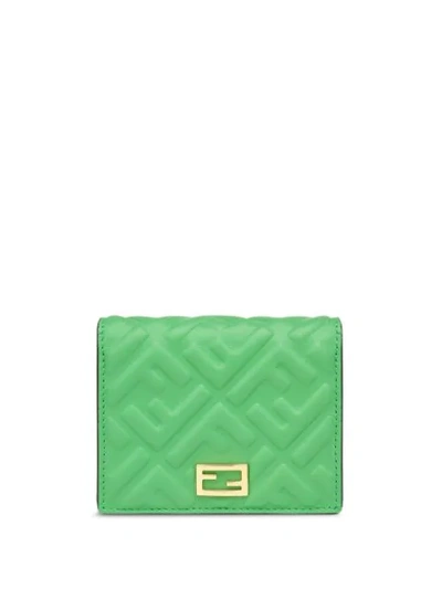 Shop Fendi Small Baguette Bi-fold Wallet In Green