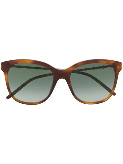Shop Gucci Bamboo-effect Soft-square Sunglasses In Brown