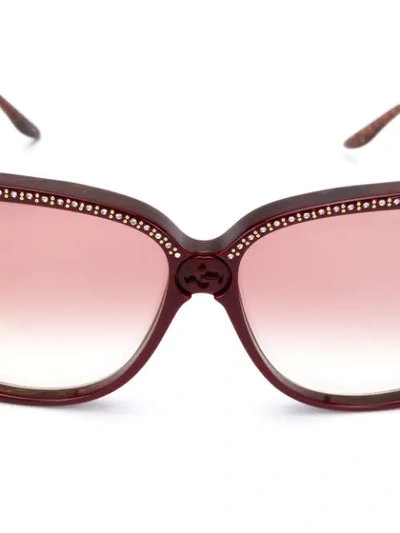 Shop Gucci Crystal And Stud-embellished Square-frame Sunglasses In Brown