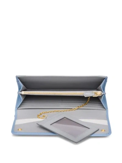 Shop Prada Large  Lettering Wallet In Blue