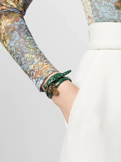 Shop Alexander Mcqueen Skull-motif Wrap-around Bracelet In Green