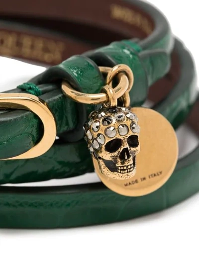 Shop Alexander Mcqueen Skull-motif Wrap-around Bracelet In Green