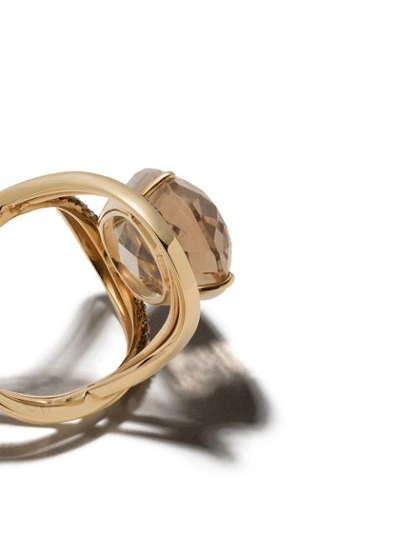 Shop Brumani 18kt Yellow Gold, Diamond And Smoked Quartz Ring