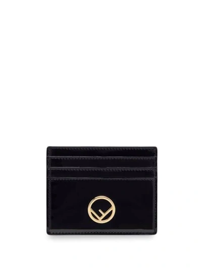 Shop Fendi Logo Plaque Cardholder In Black