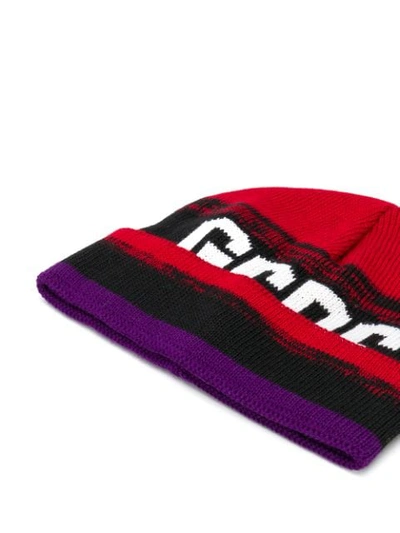 Shop Gcds Knitted Logo Beanie In Red