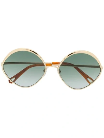 Shop Chloé Dani Diamond-frame Sunglasses In Gold