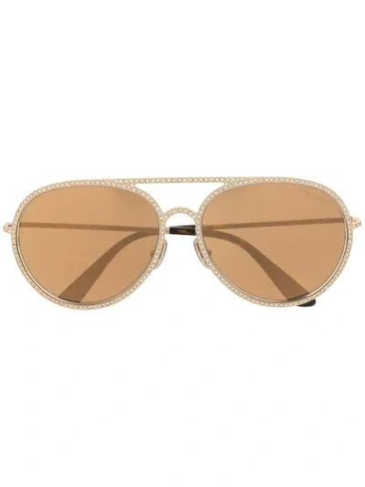 Shop Tom Ford Antibes Aviator Sunglasses In Brown