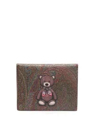 Shop Etro Teddy Bear Print Purse In Brown