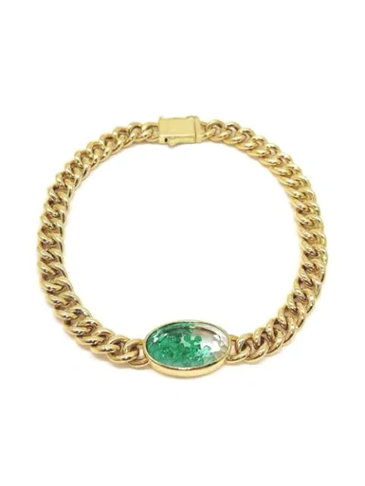 Shop Moritz Glik 18kt Yellow Gold Emerald Shaker Curb Chain Bracelet