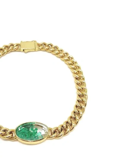 Shop Moritz Glik 18kt Yellow Gold Emerald Shaker Curb Chain Bracelet