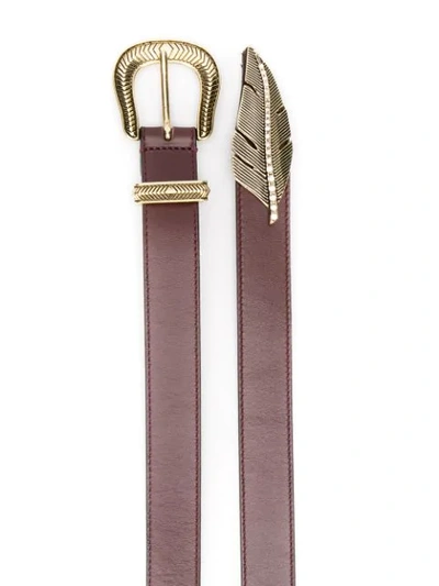 Shop Just Cavalli Feather Embellished Buckle Belt In Purple