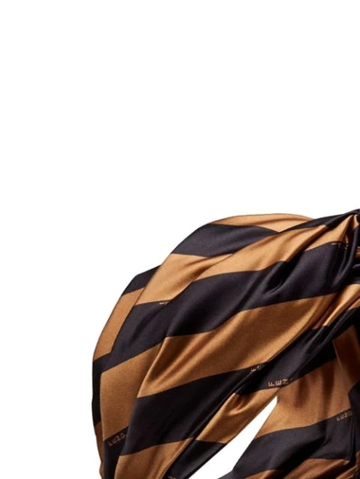 Shop Fendi Satin Striped Headband In Black