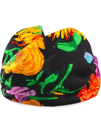 Shop Gucci X Ken Scott Floral Print Velvet Headband In Black