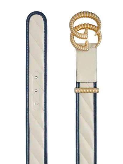 Shop Gucci Gg Motif Leather Belt In White