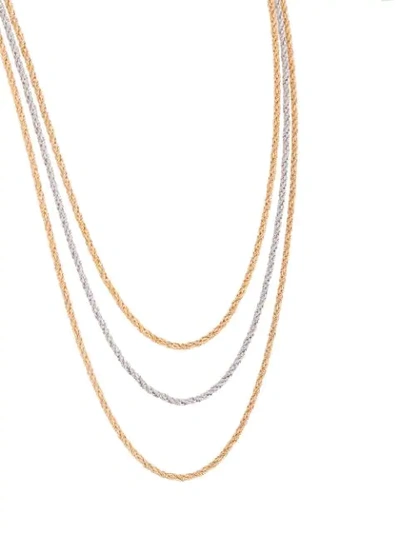 Pre-owned Dior 1972  Three-chain Long Necklace In Gold