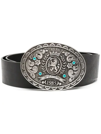 Shop Tommy Hilfiger Engraved-buckle Belt In Black