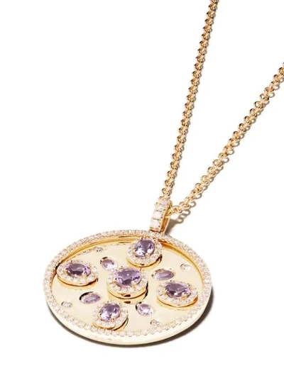 Shop Kiki Mcdonough 18kt Yellow Gold Jemima Lavender Amethyst And Diamond Detail Pendant