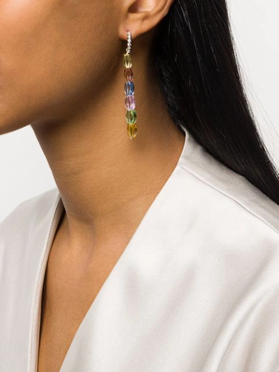 Shop Isabel Lennse Heart-embellished Hoop Earrings In Metallic