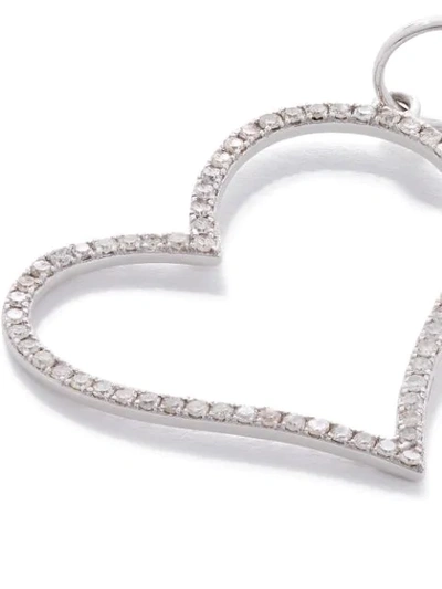 Shop As29 18kt White Gold Pave Diamond Open Heart Pendant In Silver