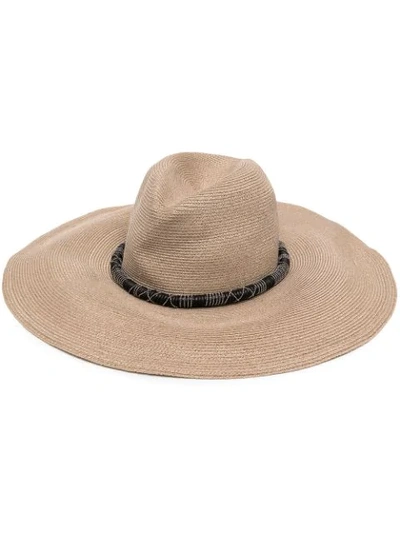 Shop Brunello Cucinelli Wide-brim Woven Sun Hat In Neutrals