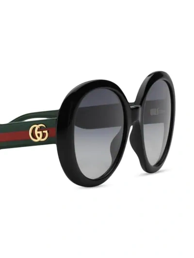 Shop Gucci Double G Web Round Frame Sunglasses In Grey
