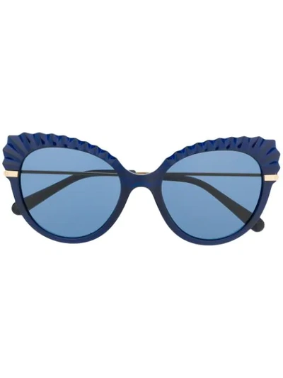 Shop Dolce & Gabbana Cat-eye Frames With Crystal-cut Detail In Blue