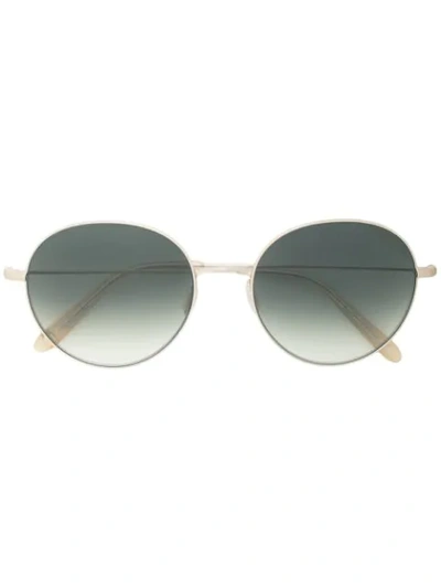 Shop Garrett Leight Valencia Round Frame Sunglasses In Brown