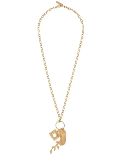 Shop Marni Nature Pendant Necklace In Gold