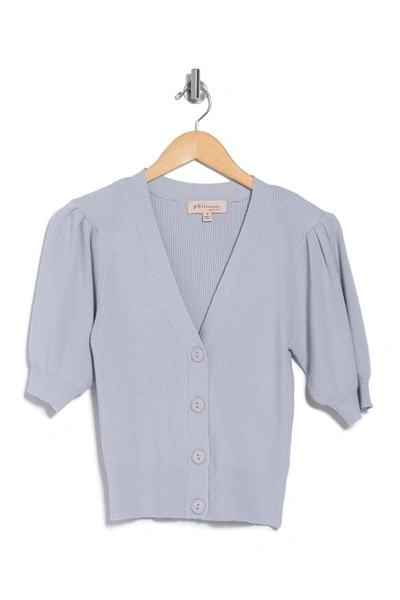 Shop Philosophy V-neck Button Front Cardigan In Ice Blue