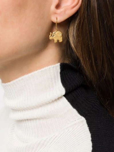 Shop Aurelie Bidermann Elephant Drop Single Earring In Gold