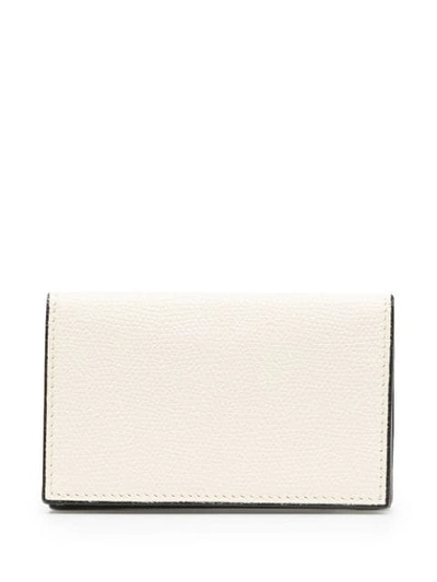 Valextra Foldover Leather Wallet In White