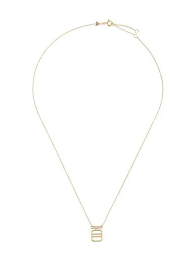 Shop Aliita 9kt Yellow Gold Baguette Diamond Grid Pendant Necklace In J1000 Yellow Gold