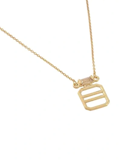 9KT YELLOW GOLD BAGUETTE DIAMOND GRID PENDANT NECKLACE