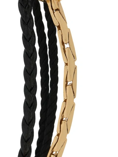 Shop Saint Laurent Braided Curb Chain Bracelet In Black