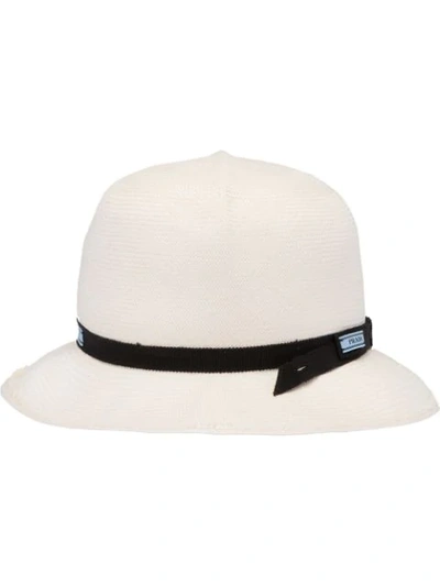 Shop Prada Foldable Straw Hat In White