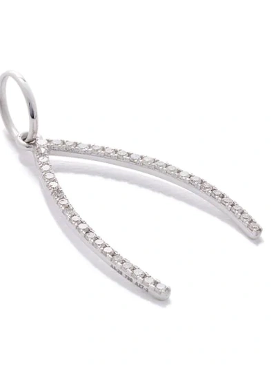 Shop As29 18kt White Gold Pave Diamond V Pendant In Silver