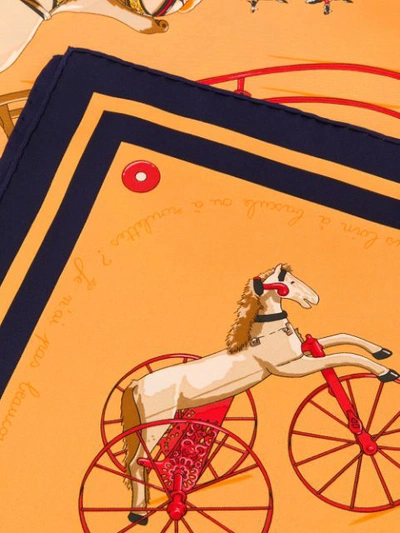 Pre-owned Hermes 2000s  Raconte-moi Le Cheval Scarf In Orange