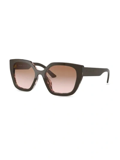 Shop Prada Polarised Oversize Sunglasses In Brown
