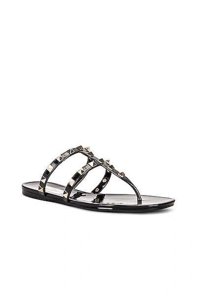 Valentino Rockstud T-strap Flat Slide Sandals