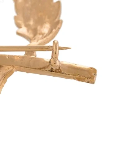 Shop Dolce & Gabbana Crystal Embellished Leaf Brooch In Gold